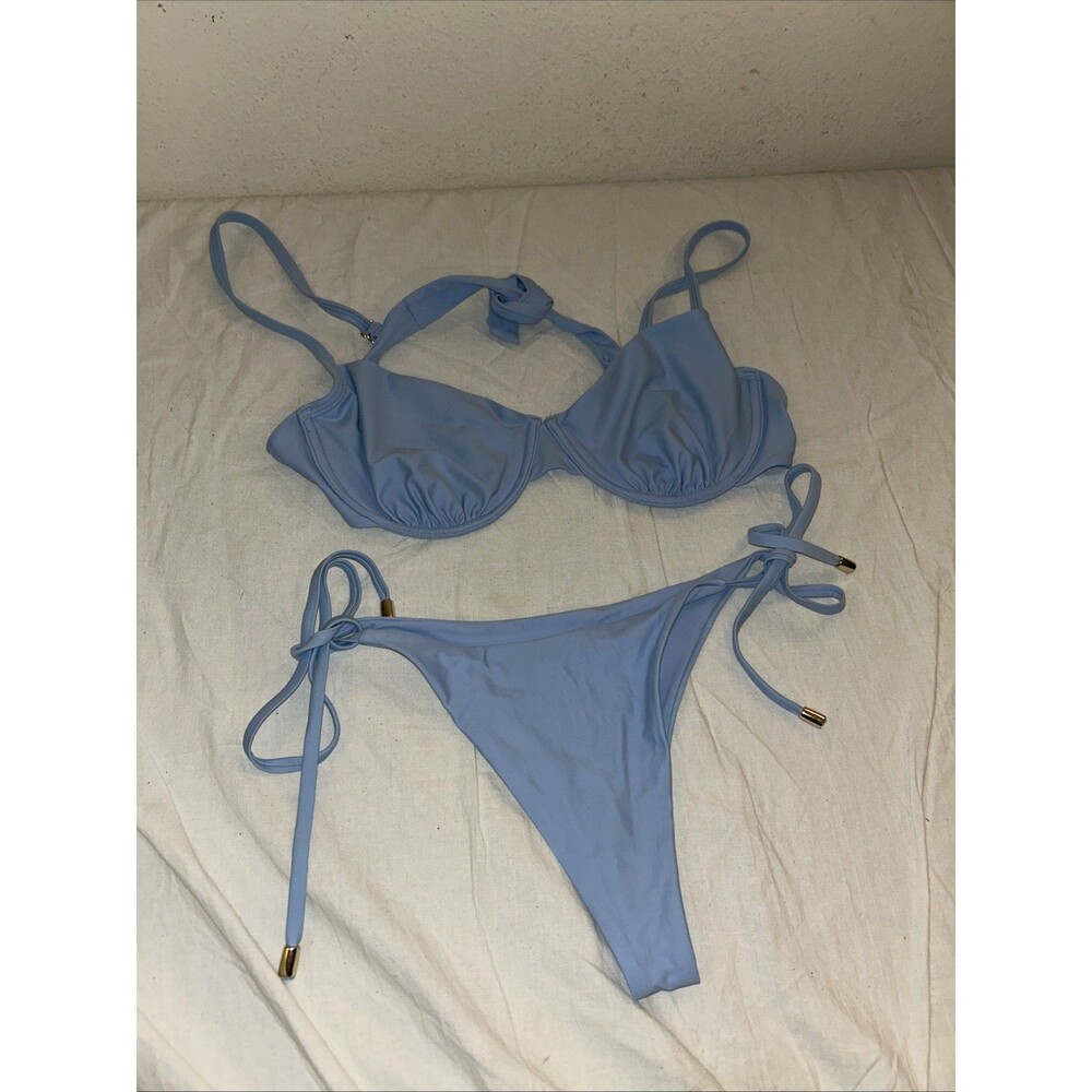 Quince Italian Underwire Bikini Swim Set Sky Blue Top Size XL / Bottom Size L